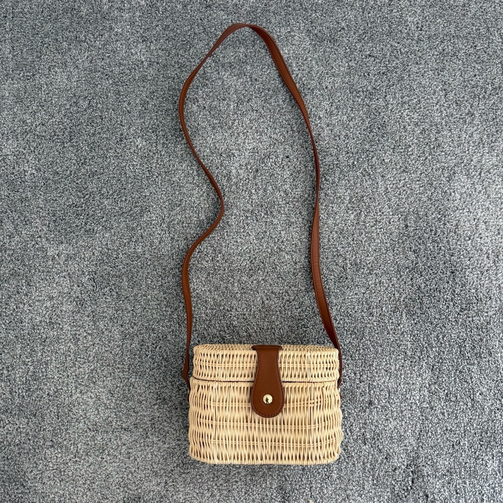 Last Chance - Forever 21 Beige and Brown Woven Crossbody Bag